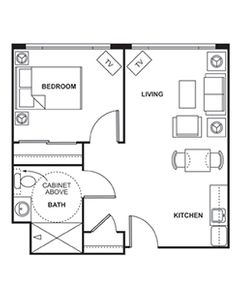 1 BEDROOM - 450 SQ FT